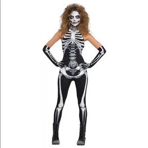 Skeleton Halloween halter jumpsuit costume S